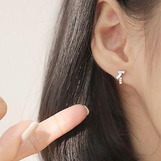 925 Sterling Silver Non-matching Rhinestone Earring