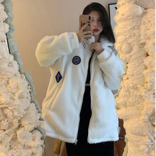 Embroidered Patch Fleece Jacket
