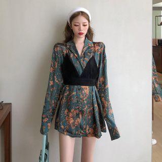 Flower Print Shirt / Cropped Camisole / Set