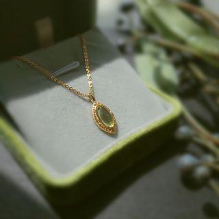 Faux Gemstone Pendant Alloy Necklace With Gift Box - Gold - One Size