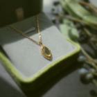 Faux Gemstone Pendant Alloy Necklace With Gift Box - Gold - One Size