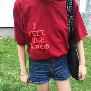 Lettering Elbow Sleeve Tunic