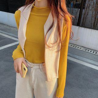 Mock-neck Plain Knitted Top
