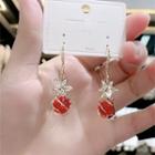 Flower Faux Cat Eye Stone Alloy Dangle Earring