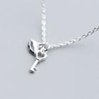 925 Sterling Silver Lips & Key Pendant Necklace Silver - One Size