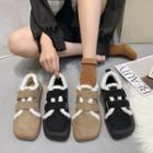 Fluffy Trim Adhesive Strap Sneakers