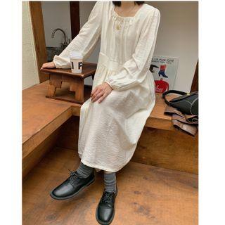 Square-neck Shirred Maxi Dress