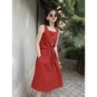 Set: Sleeveless Top + Drawstring-waist Skirt
