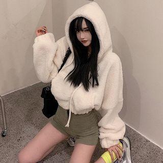Faux Shearling Hoodie / Hot Pants