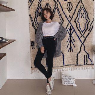 Pocket-front Oversized Gingham Shirt