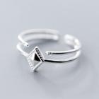 925 Sterling Silver Rhombus Layered Open Ring Silver - One Size