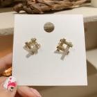 Rhinestone Hollow Square Stud Earring 1 Pair - Silver - One Size