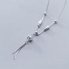 925 Sterling Silver Bead Fringed Pendant Necklace Silver - One Size