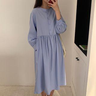Long-sleeve Loose Plain Dress