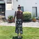 Set: Long-sleeve T-shirt + Floral Wide Leg Pants