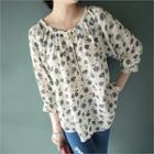 Tie-neck Floral Pattern Top