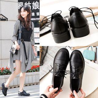 Faux Leather Cap Toe Lace Ups