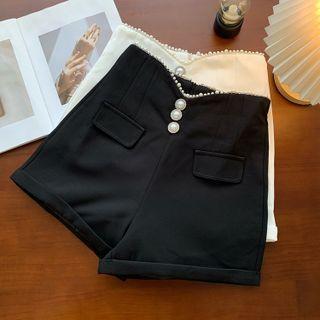 Faux Pearl Trim Shorts