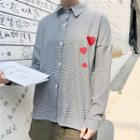 Heart Applique Plaid Shirt