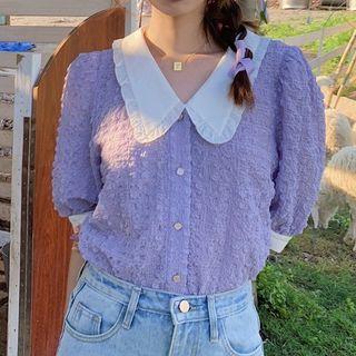 Puff-sleeve Peter-pan Collar Top