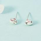 Mouse Ear Stud 1 Pair - Silver & Pink - One Size