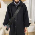 Single-breasted Midi Coat Dark Navy Blue - One Size