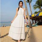 Sleeveless Perforated Midi Beach Dress