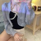 Lace Trim Camisole Top / Ruffled Open-front Jacket