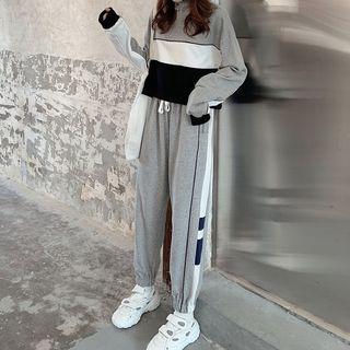 Half-zip Colorblock Crop Pullover / Harem Pants