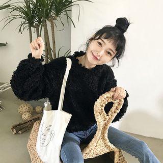 Frilled Trim Fleece Pullover