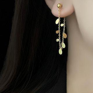 Alloy Drop Chained Earring 1 Pair - Gold - One Size
