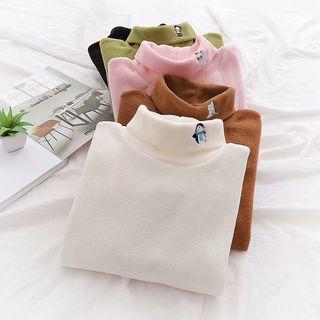 Animal Embroidered Mock-neck Fleece Top (various Design)