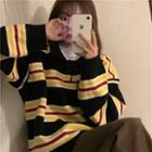 Pol-neck Striped Sweater