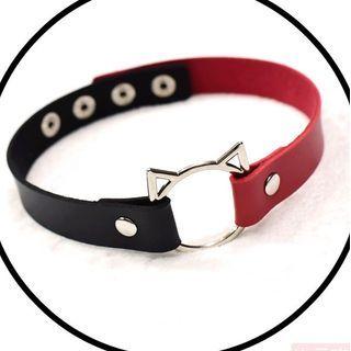 Cat Asymmetrical Faux Leather Choker