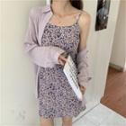 Floral Print Sleeveless Dress / Plain Long Sleeve Shirt