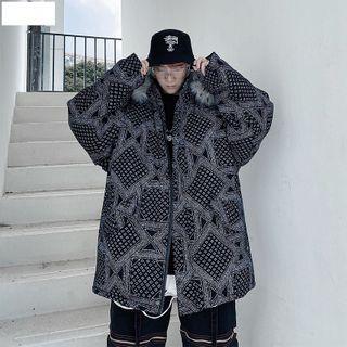 Patterned Hooded Zipped Parka