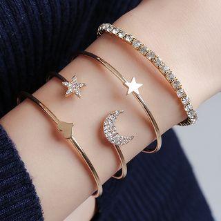 Set Of 4: Open Bangles & Bracelet Set Of 4 - 01 - 4110 - As Shown In Figure - One Size