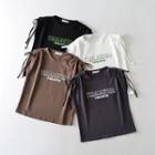 Sleeveless Lettering Drawstring T-shirt