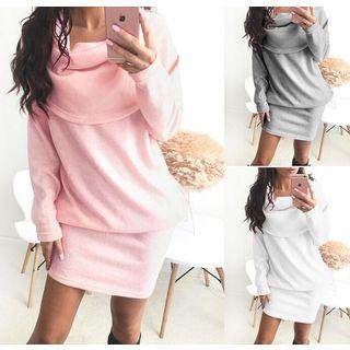 Cowl Neck Long Sleeve Sweater Dress