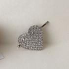 Rhinestone Heart Hair Pin Silver - One Size