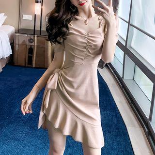 Short-sleeve Mini Ruffle Trim Dress
