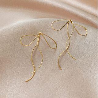 Bow Drop Earring 1 Pair - Gold - One Size