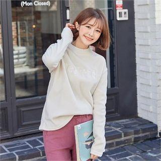 Letter-embroidered Fleece Sweatshirt