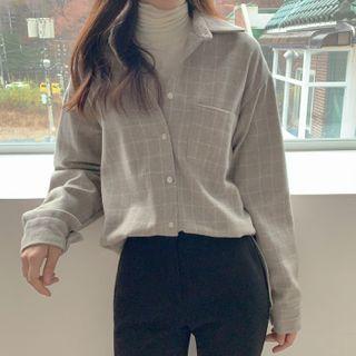 Graph-check Woolen Shirt Beige - One Size