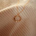 925 Sterling Silver Hoop Pendant Necklace Champagne Gold - One Size