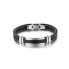 Simple Personality Geometric 316l Stainless Steel Silicone Bracelet Silver - One Size