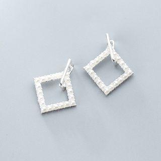 925 Sterling Silver Faux Pearl Square Dangle Earring