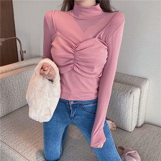 Mock Two-piece Mock Neck Top