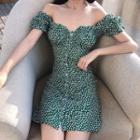 Floral Puff-sleeve Button Mini A-line Dress
