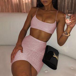 Set: Spaghetti Strap Top + Fitted Skirt